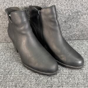 Clarks Verona Trish Womens 9 Black Leather Ankle Boots Block Heel Zip
